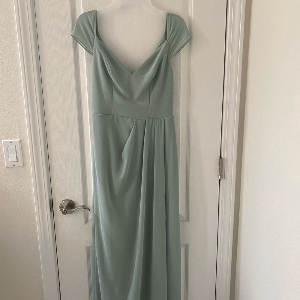 David’s bridal dusty sage bridesmaid dress. F20576
